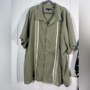 Synrgy Men’s Green and Tan Short Sleeve Button Down Size 4XL EUC